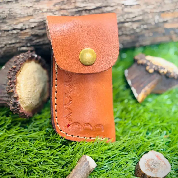 Handmade Damascus Folding Pocket Knife-Brass Bolster & Stag Horn Handle-Viking knife Hunt Craft Knives