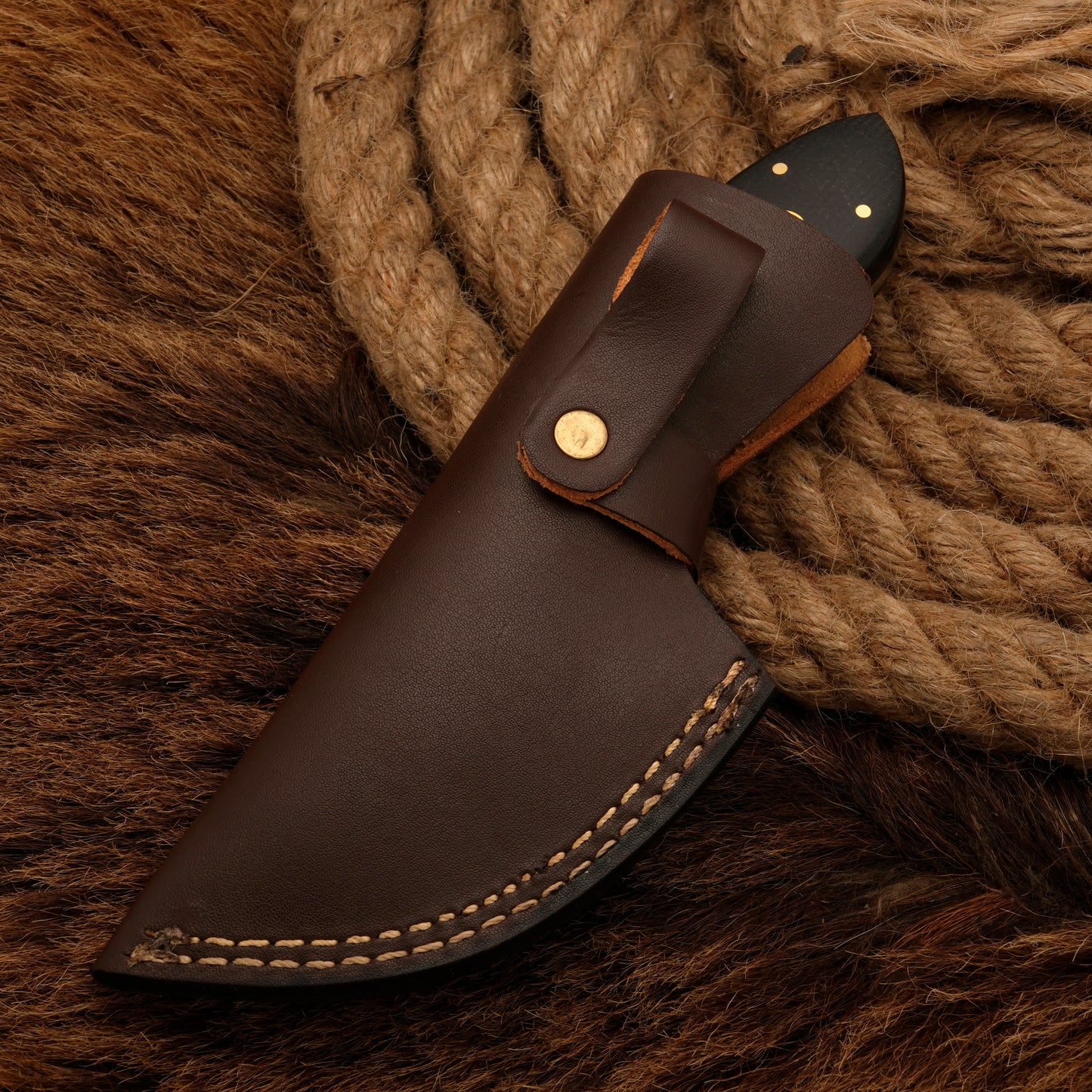 Handmade Forged Damascus Steel Skinning Knife - Gut Hook Hunting Skinner Knife