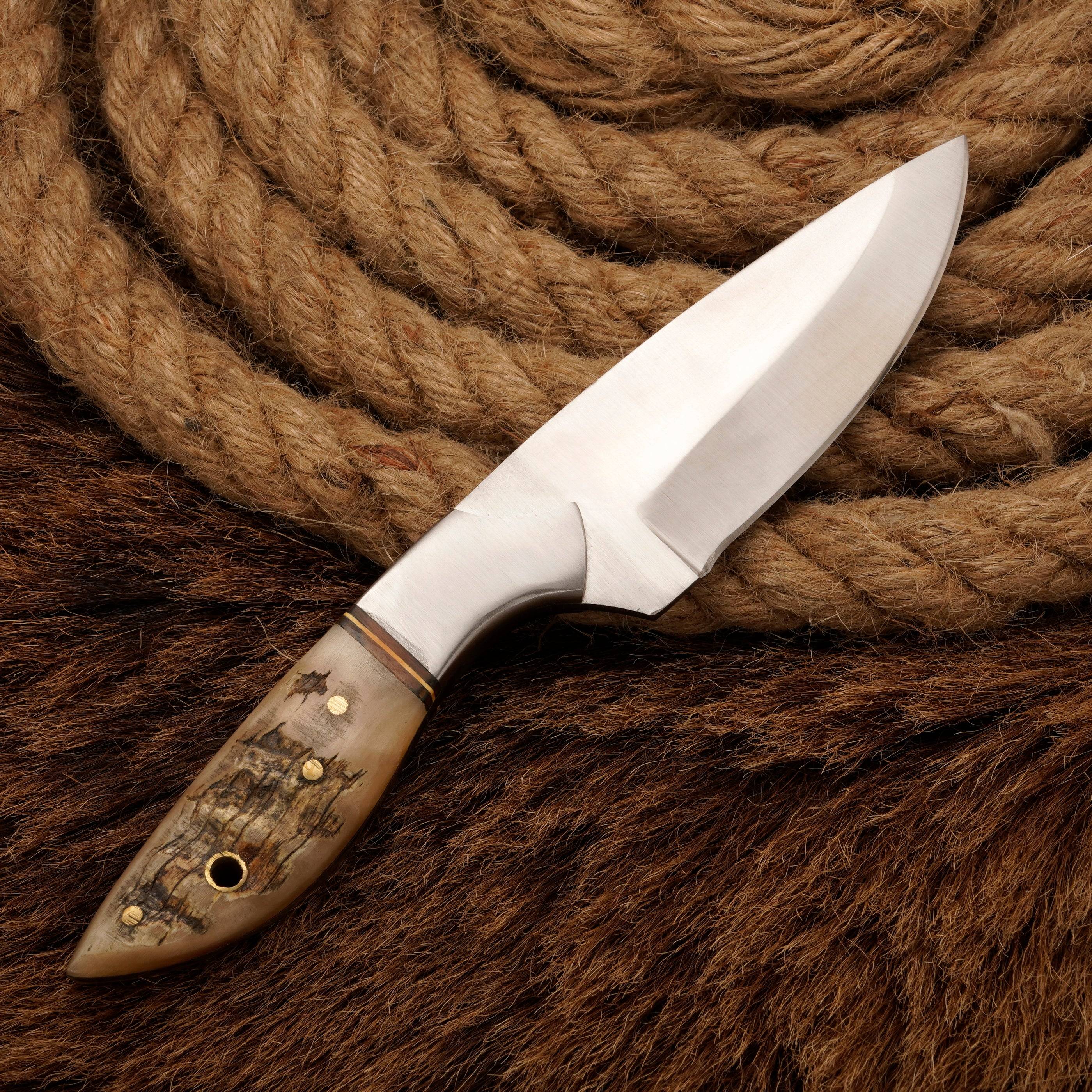 HANDMADE D2 Steel Hunting Loveless Fix Blade Knife Ram Horn Handle
