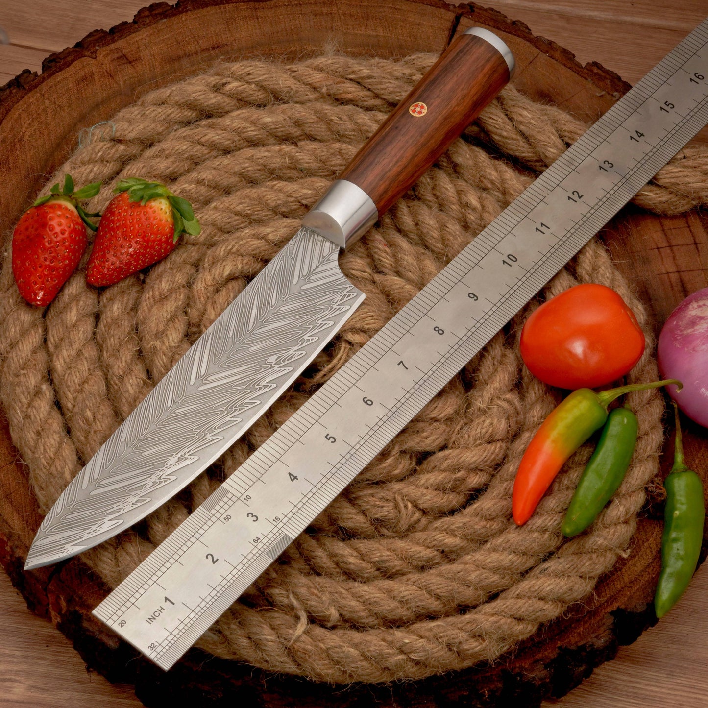 14" Handmade Forged D2 Stainless Steel Chef Knife - Kitchen Knife with Rosewood Handle