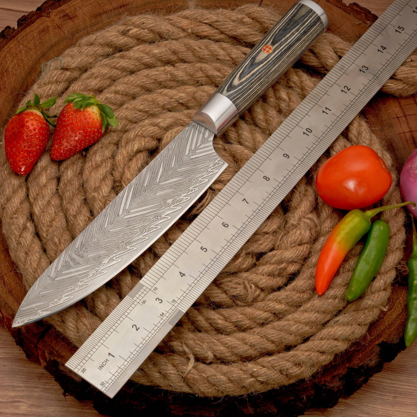 14" Handmade Forged D2 Stainless Steel Chef Knife - Kitchen Knife with Pakkawood Handle