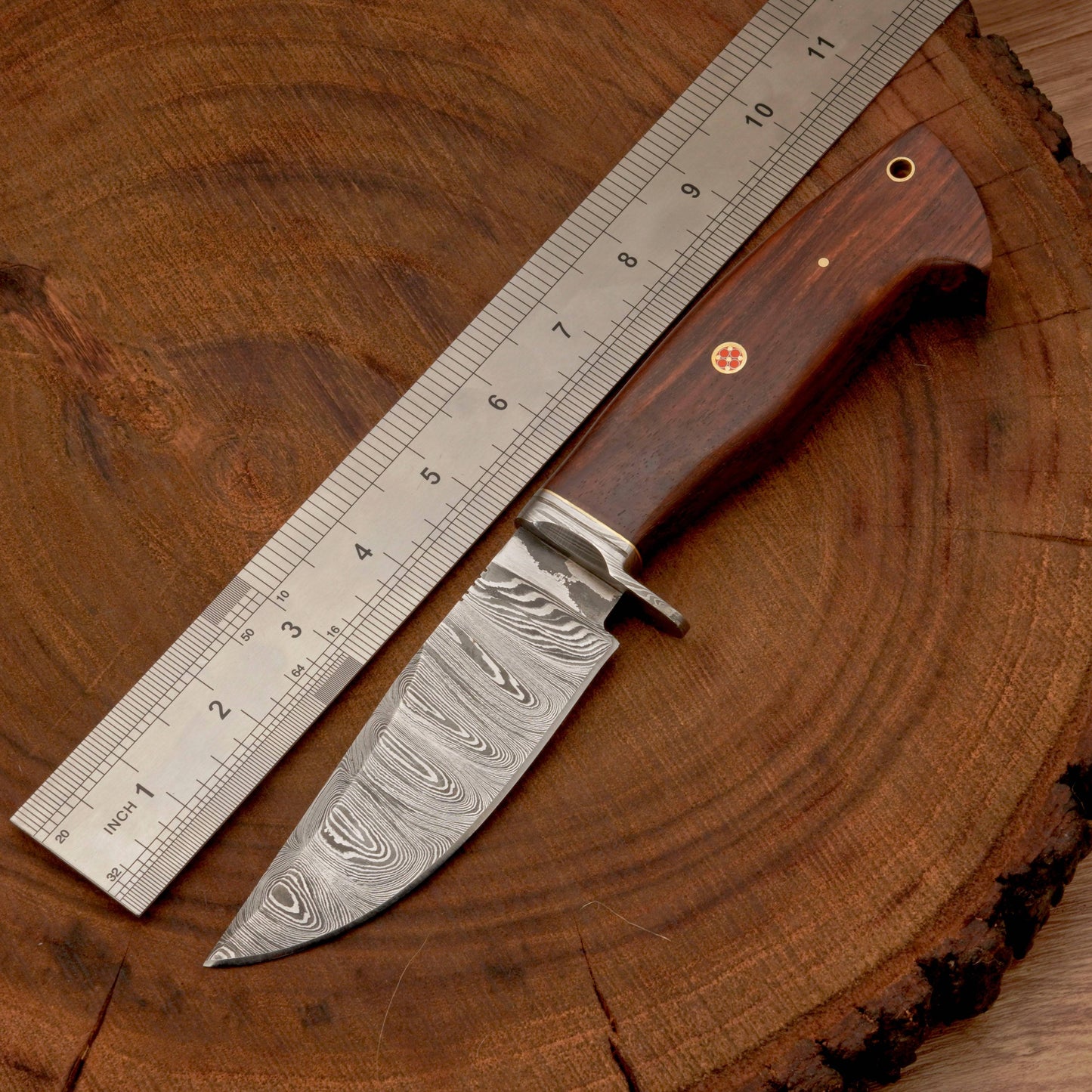 10”Custom HANDMADE FORGED DAMASCUS Steel Hunting Knife W/ Wood & Guard Handle