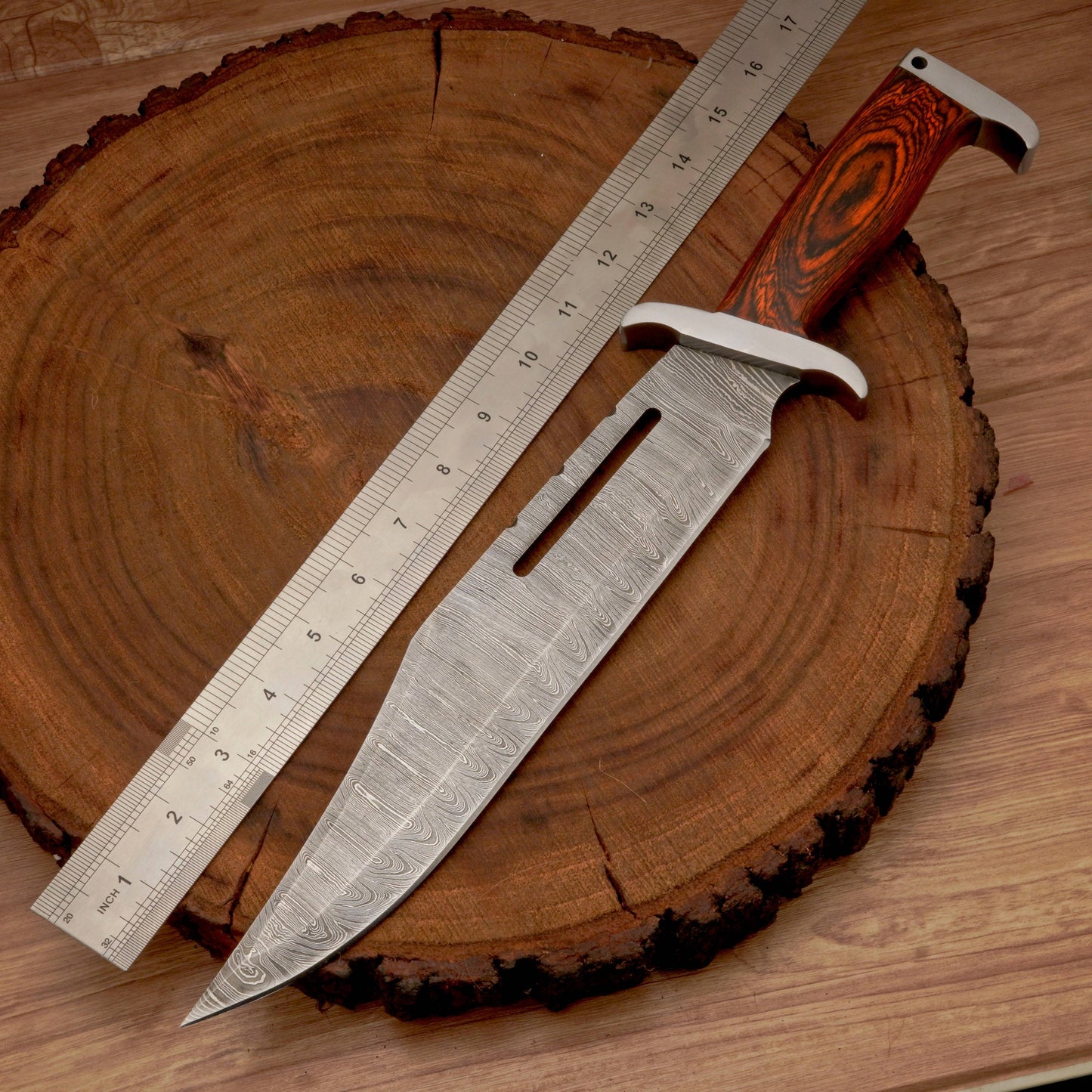 HANDMADE FORGED DAMASCUS Steel Bowie Hunting Knife EDC - 17” Survival Knife