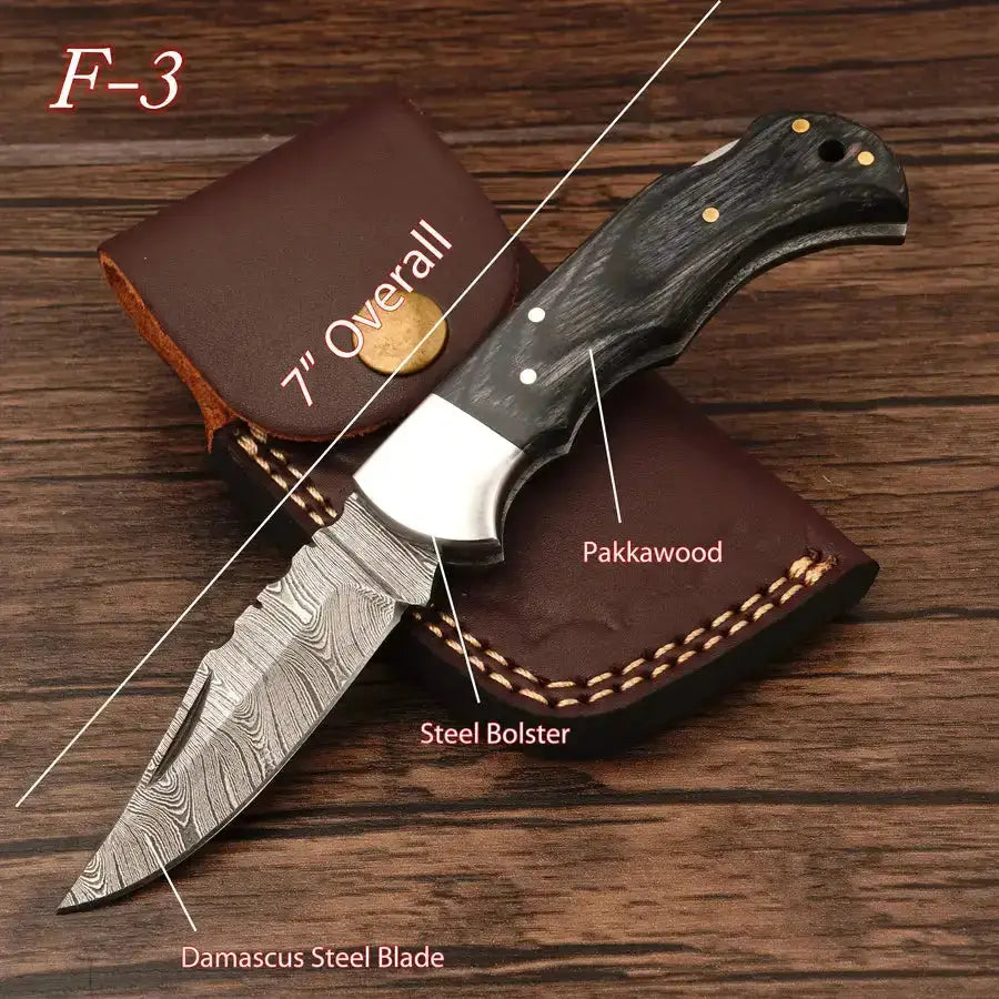 Hand Made Damascus Steel Folding Pocket Knife-Camping Folding Utility Knife - Hunt Craft Knives