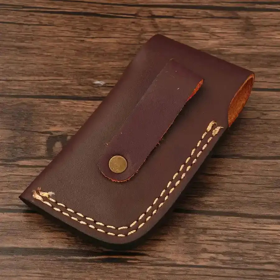 Custom Handmade Damascus Pocket Knife-Damascus Bolster Folding Knife With Bone Handle - Hunt Craft Knives