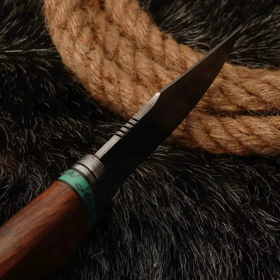 10" Custom Handmade Damascus Steel Hunting Knife W/ Wood Handle-Best Fixed Blade Knife - Hunt Craft Knives