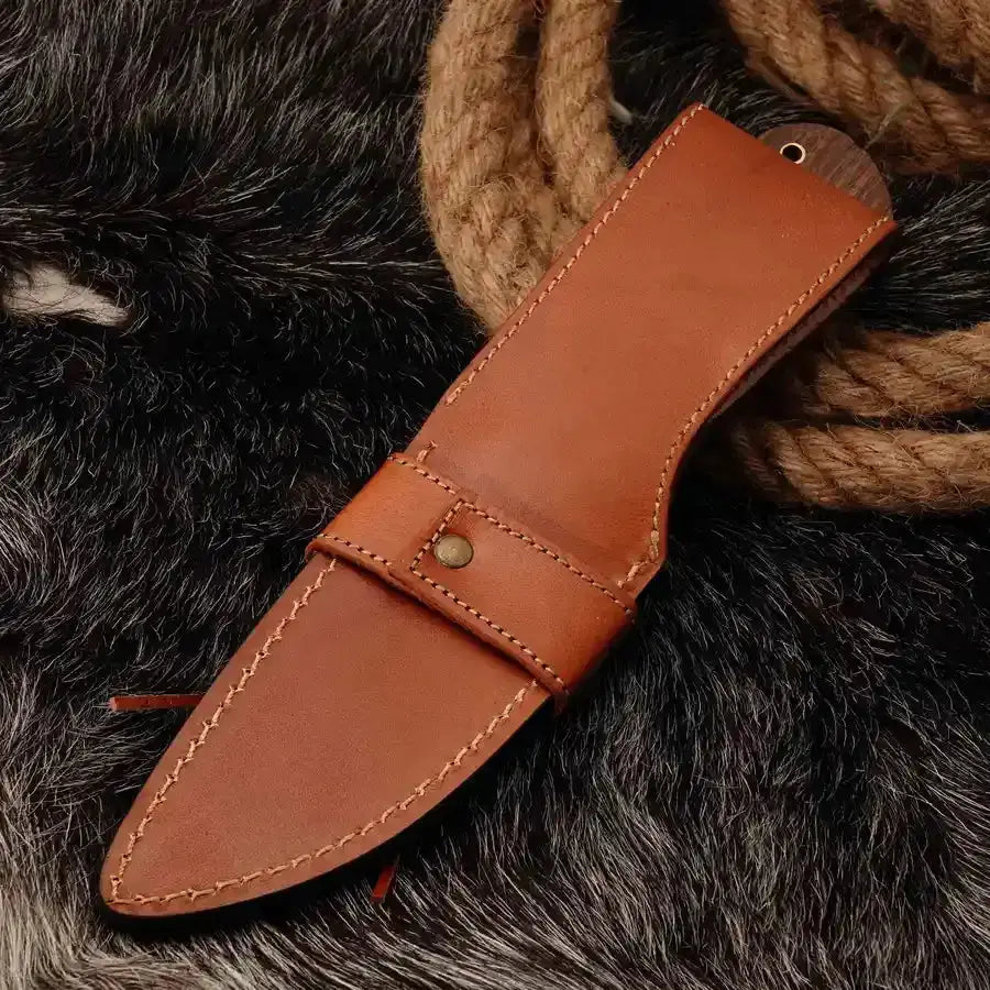 10" Custom Handmade Damascus Steel Hunting Knife W/ Wood Handle-Best Fixed Blade Knife - Hunt Craft Knives