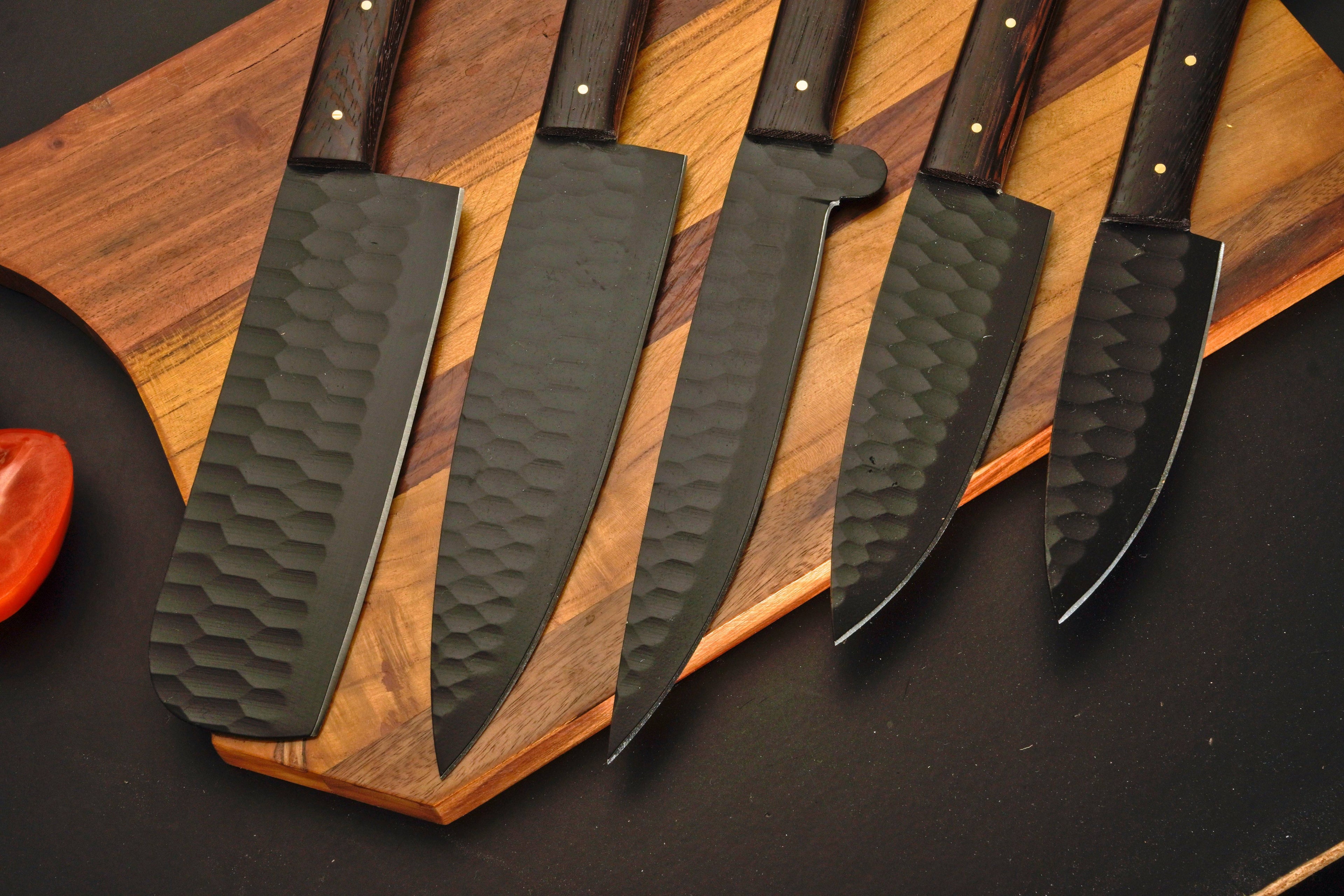 5 Piece Handmade Damascus Knives Chef Set – Kitchen Knives Set | Damascus Steel Knife Set with Genuine Leather Sheath