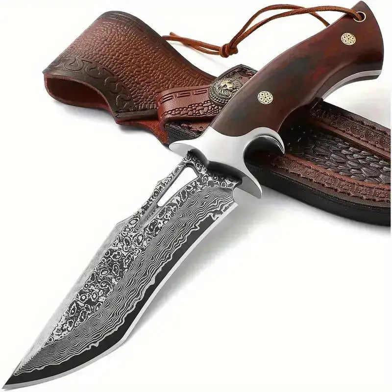 10" Hand-Forged Damascus Full Tang Knife With Wooden Handle | Damascus Steel Blade