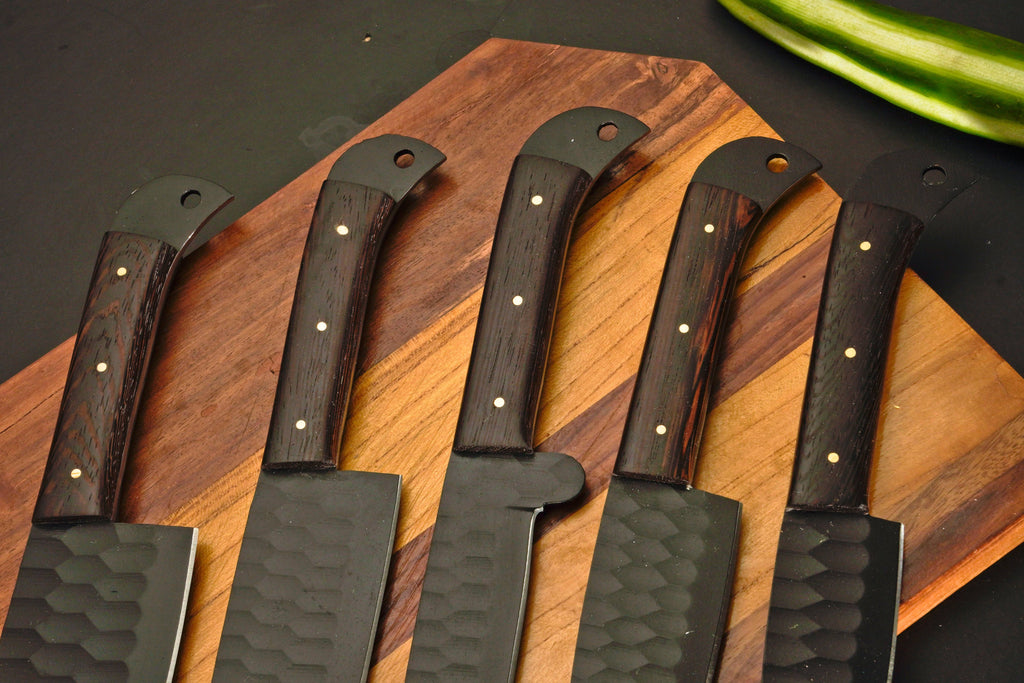 5 Piece Handmade Damascus Knives Chef Set – Kitchen Knives Set | Damascus Steel Knife Set with Genuine Leather Sheath