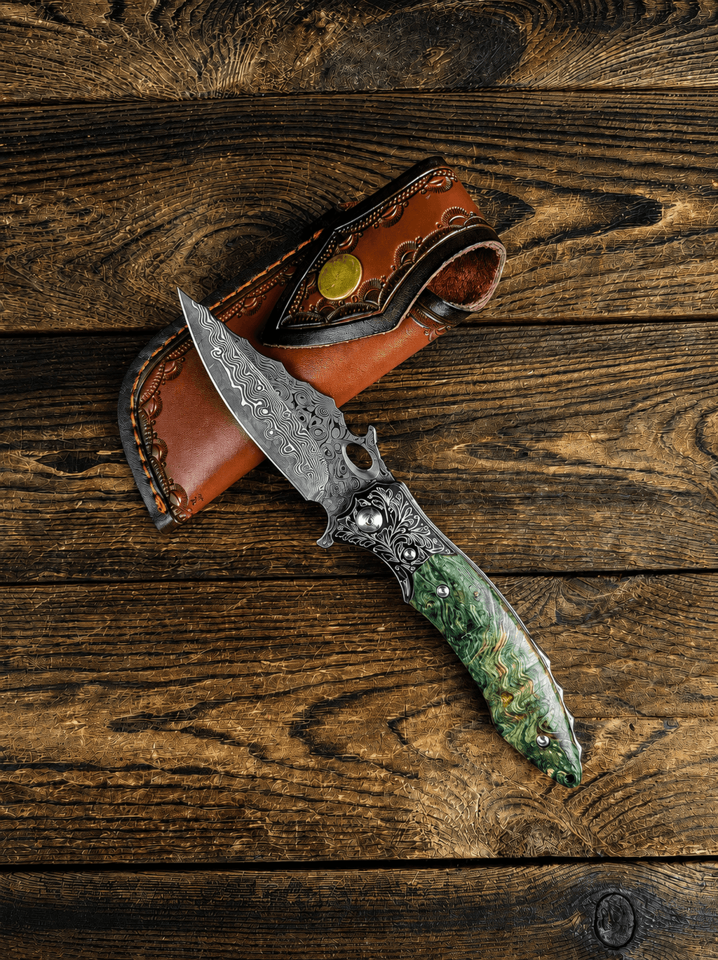 Handmade Japanese VG-10 Damascus Pocket Knife – Best EDC Folding Knife