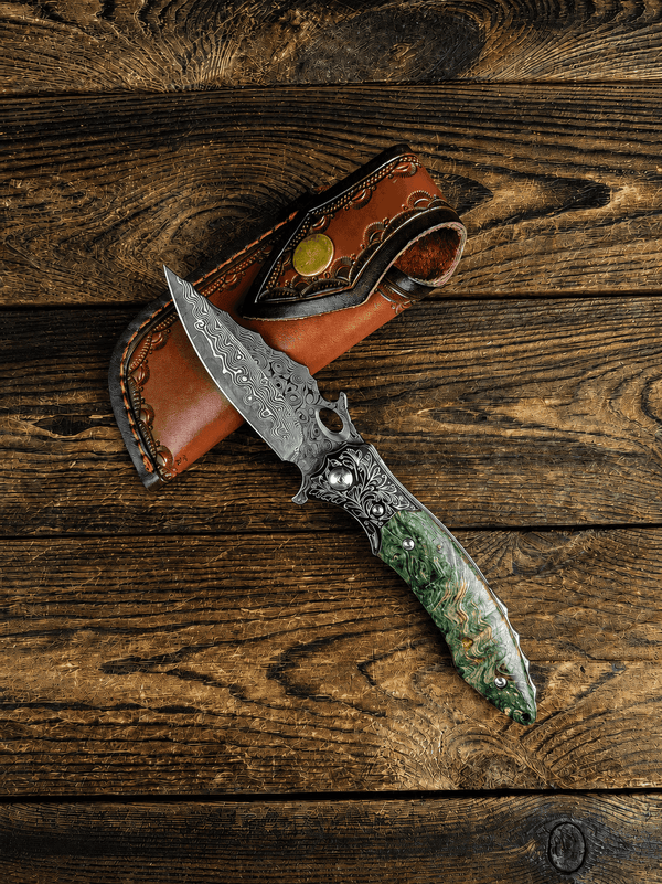 Handmade Japanese VG-10 Damascus Pocket Knife – Best EDC Folding Knife