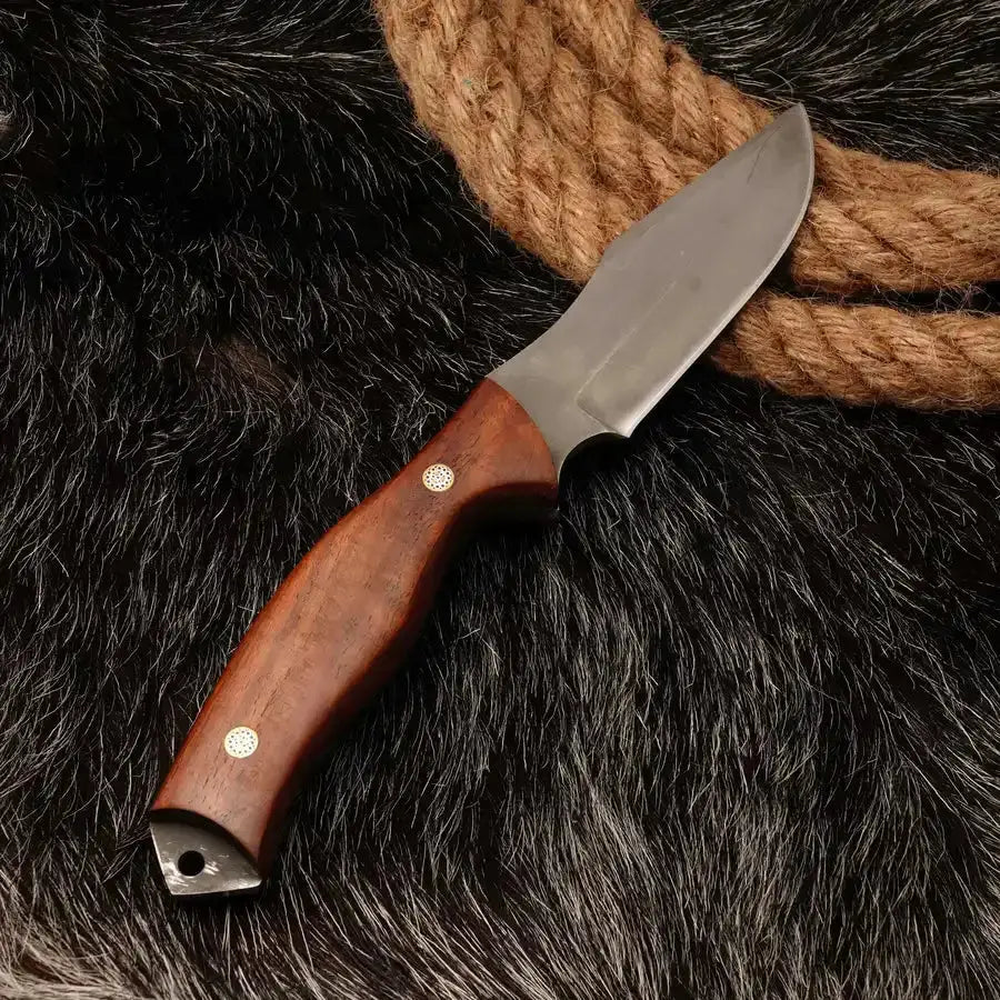 9" Hand Made Stainless Steel Knife-Full Tang Fixed Blade Knive With Rose Wood Handle - Hunt Craft Knives