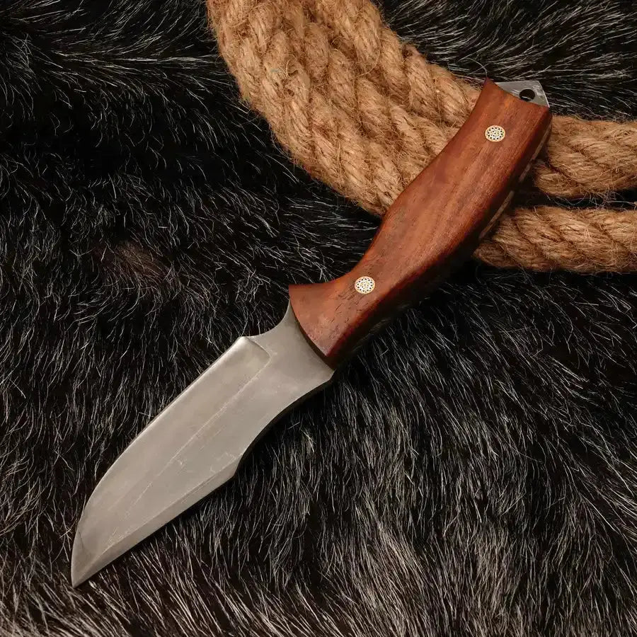 9" Hand Made Stainless Steel Knife-Full Tang Fixed Blade Knive With Rose Wood Handle - Hunt Craft Knives