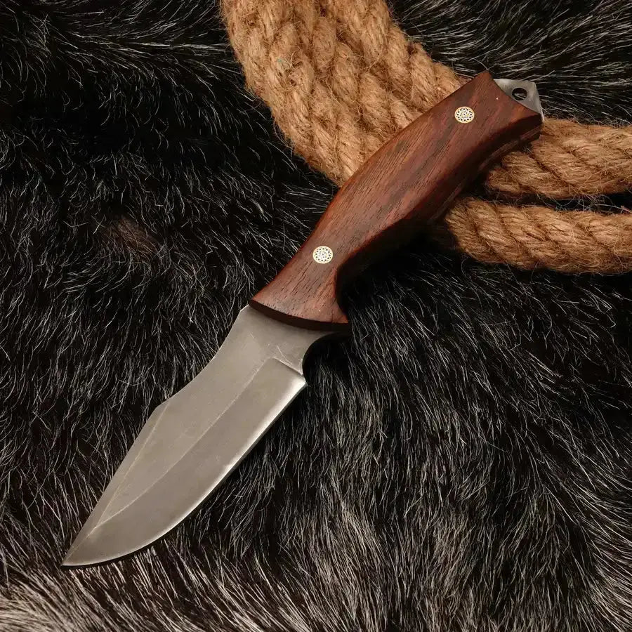 9" Hand Made Stainless Steel Knife-Full Tang Fixed Blade Knive With Rose Wood Handle - Hunt Craft Knives