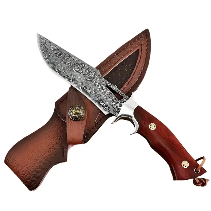 10" Hand-Forged Damascus Full Tang Knife With Wooden Handle | Damascus Steel Blade