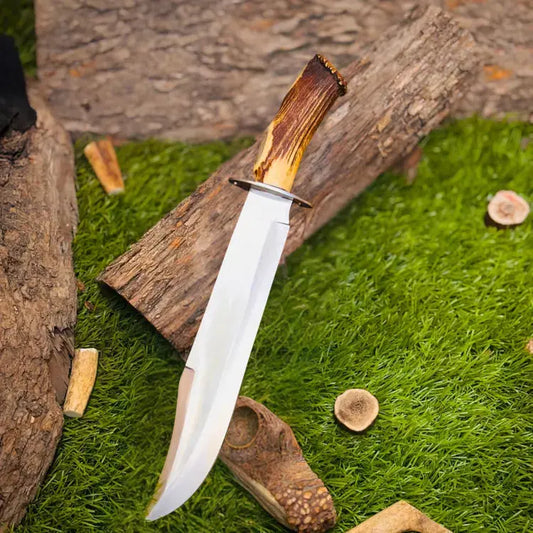Bowie Knife-Handmade D2 Stell Hunting Bowie Knife With Stag Antler Handle Hunt Craft Knives