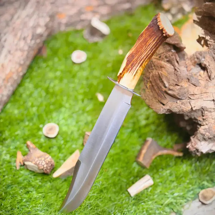 Bowie Knife-Handmade D2 Stell Hunting Bowie Knife With Stag Antler Handle Hunt Craft Knives