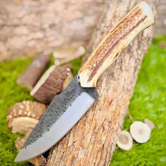 Custom Handmade Forged Stainless Steel Skinner Knife - Stag Horn Handle Hunt Craft Knives