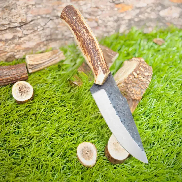 Custom Handmade Forged Stainless Steel Skinner Knife - Stag Horn Handle Hunt Craft Knives