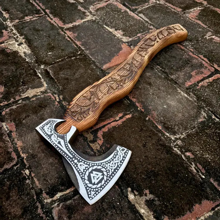 Viking Axe-Custom Handmade Forged High Carbon Steel Axe-Viking Bearded Axe With Ash Wood Handle Hunt Craft Knives
