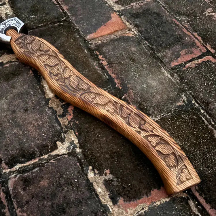 Viking Axe-Custom Handmade Forged High Carbon Steel Axe-Viking Bearded Axe With Ash Wood Handle Hunt Craft Knives