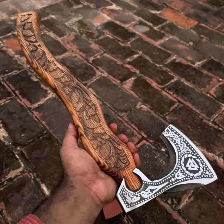 Viking Axe-Custom Handmade Forged High Carbon Steel Axe-Viking Bearded Axe With Ash Wood Handle Hunt Craft Knives