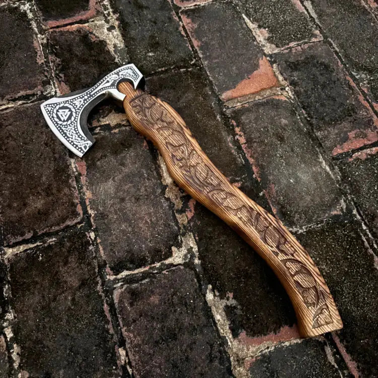 Viking Axe-Custom Handmade Forged High Carbon Steel Axe-Viking Bearded Axe With Ash Wood Handle Hunt Craft Knives