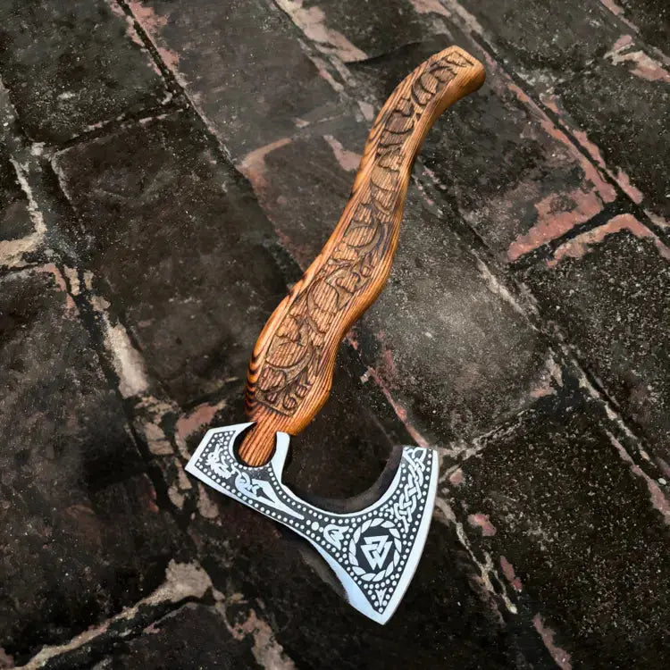 Viking Axe-Custom Handmade Forged High Carbon Steel Axe-Viking Bearded Axe With Ash Wood Handle Hunt Craft Knives