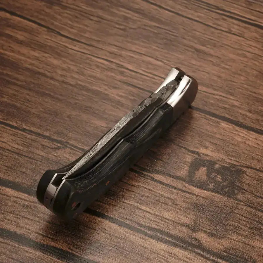 Hand Made Damascus Steel Folding Pocket Knife-Camping Folding Utility Knife - Hunt Craft Knives