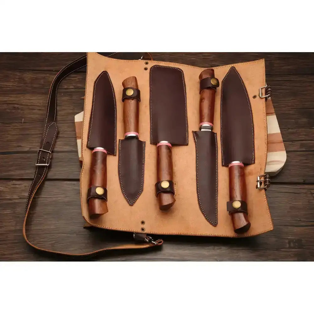 Custom Handmade Forged Chef Knives | Kitchen Knife Set WIth Wood Handle - Hunt Craft Knives