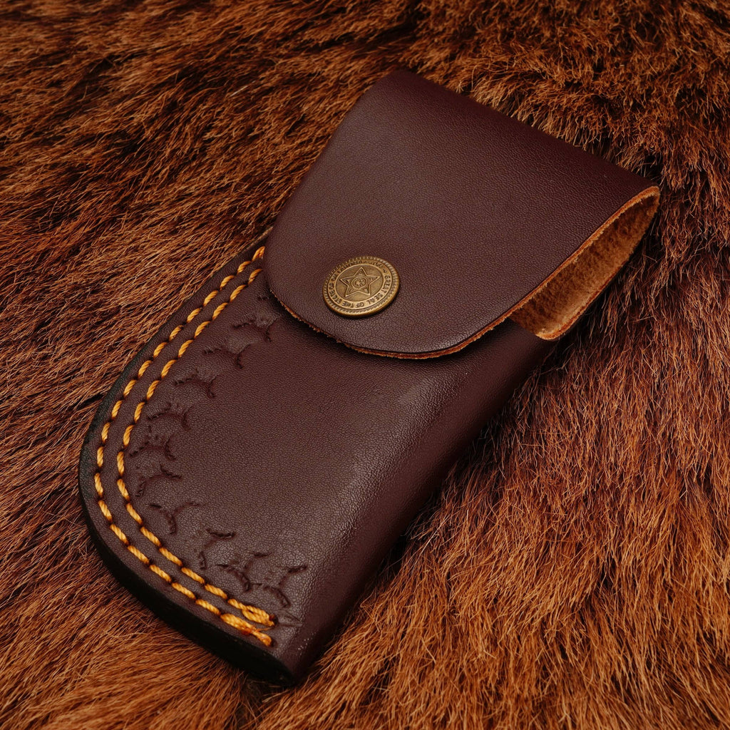 8” Custom Handcrafted Damascus Steel Pocket Knife - Damascus Bolster Folding camping Knife with Micarta Handle