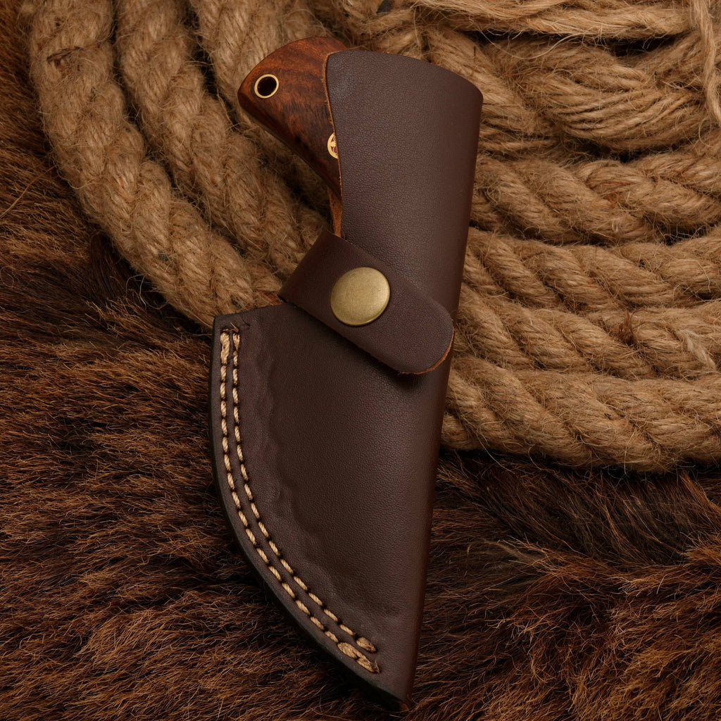 Damascus Steel Skinner sheath Knife - Rosewood Handle - Full Tang - fixed blade skinner knife - full tang - hunting skinner knife