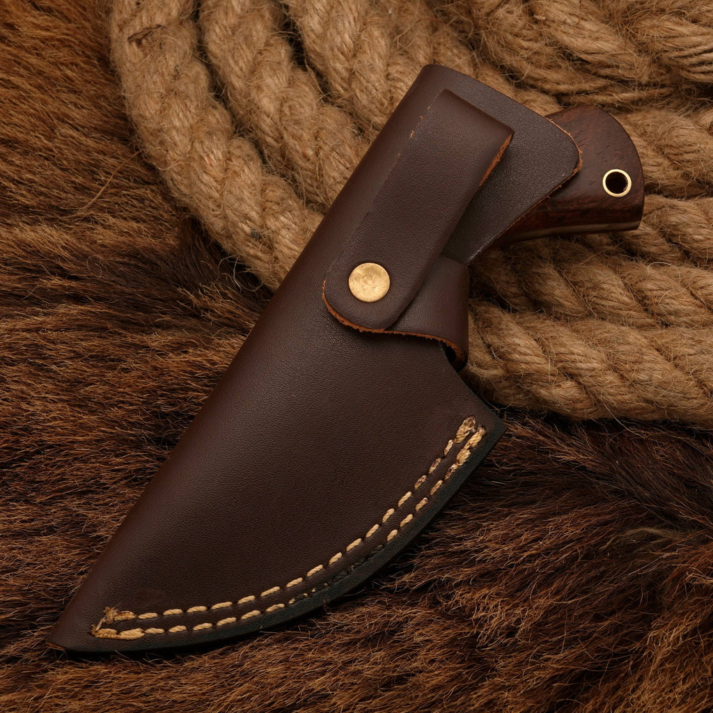 Damascus Steel Skinner sheath Knife - Rosewood Handle - Full Tang - fixed blade skinner knife - full tang - hunting skinner knife