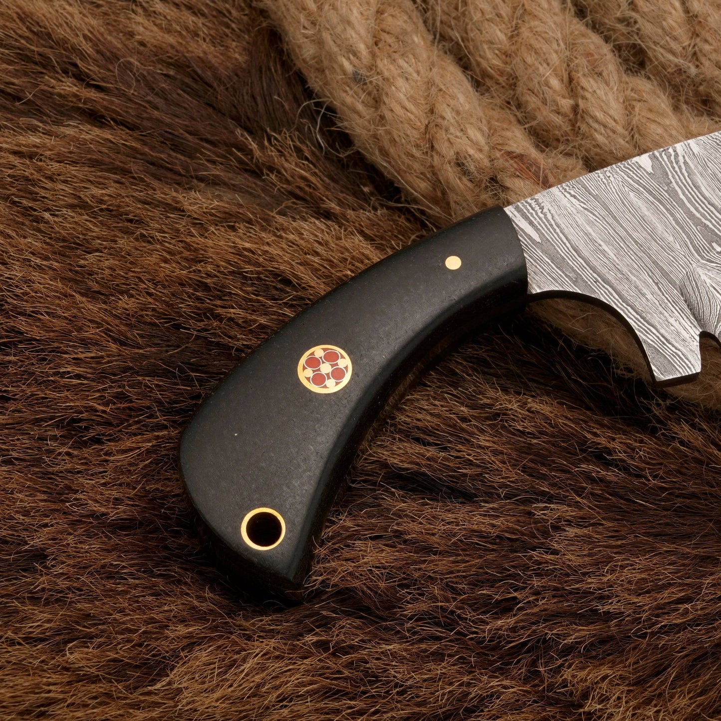 Damascus Steel Skinning Knife - Hunting knife with Micarta Handle