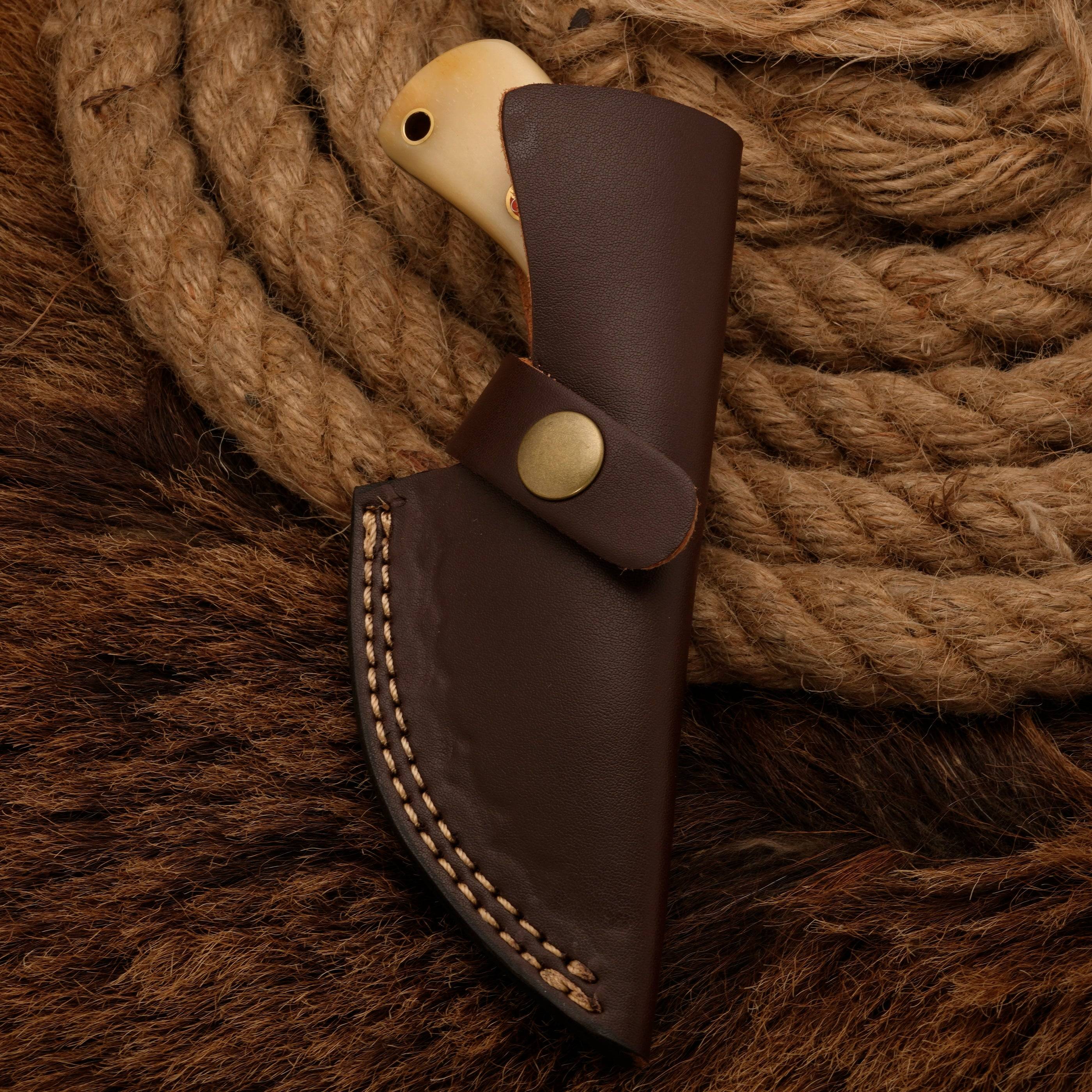 Handmade Damascus Steel Hunting Skinner Knife -Bone Handle - Full Tang - fixed blade