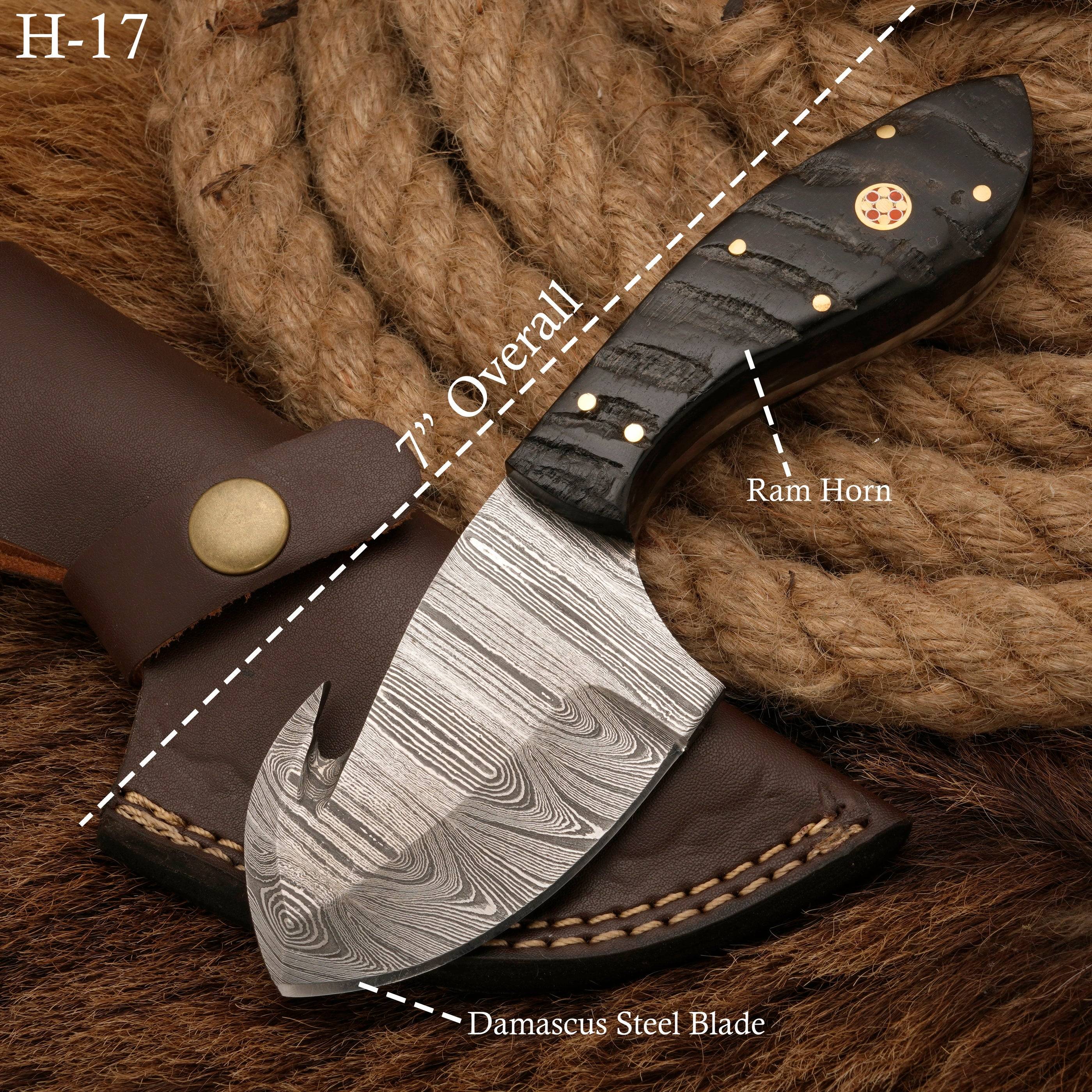 Gut Hook Knife - Precision Damascus steel Skinning knife - handmade forged skinner knife - fixed blade knife full tang