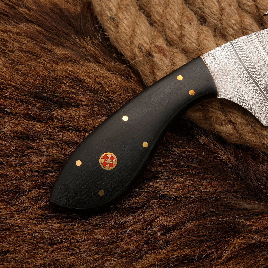 Handmade Forged Damascus Steel Skinning Knife - Gut Hook Hunting Skinner Knife