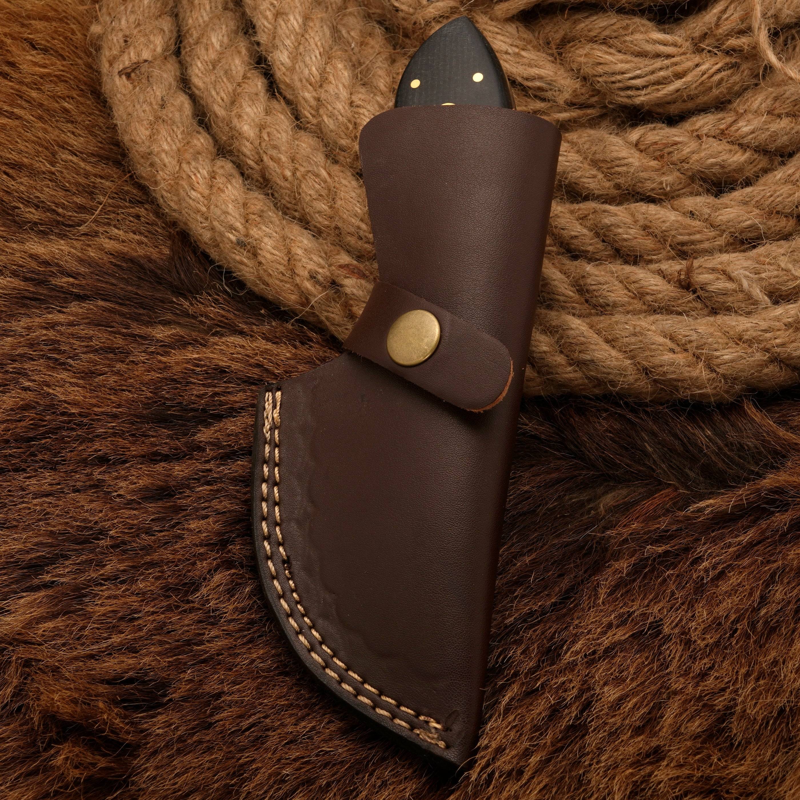 Handmade Forged Damascus Steel Skinning Knife - Gut Hook Hunting Skinner Knife