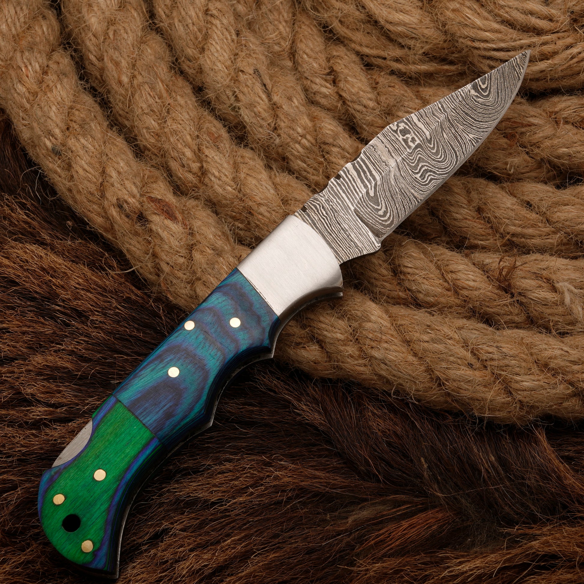 Handmade forged damascus Steel Hunting Pocket Knife-Camping Folding Blade With Pakka Wood Handle