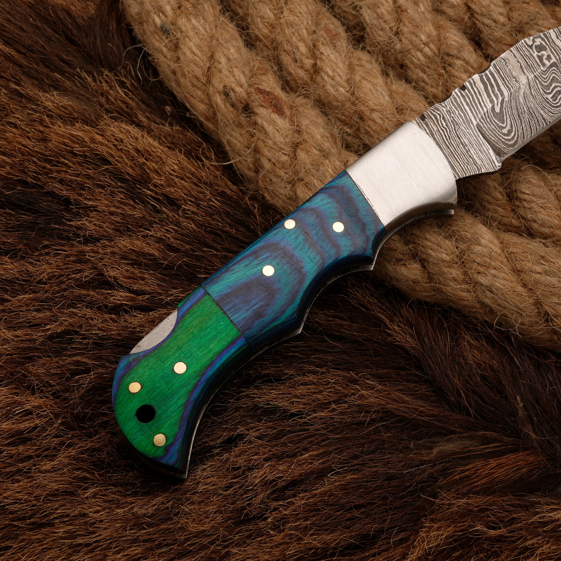 Handmade forged damascus Steel Hunting Pocket Knife-Camping Folding Blade With Pakka Wood Handle