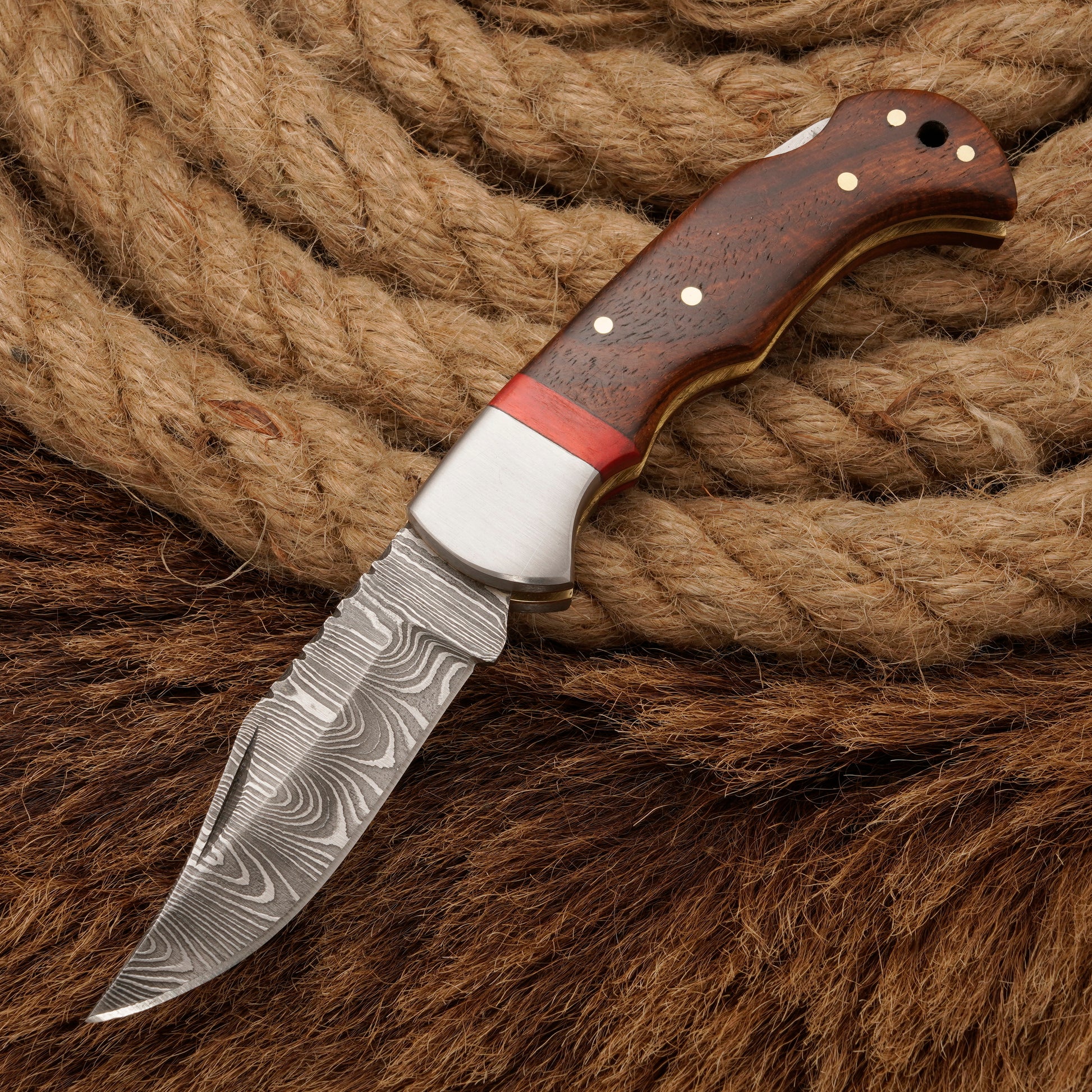 Handmade Damascus Steel Folding Knife | EDC Pocket knife Back lock folding knife