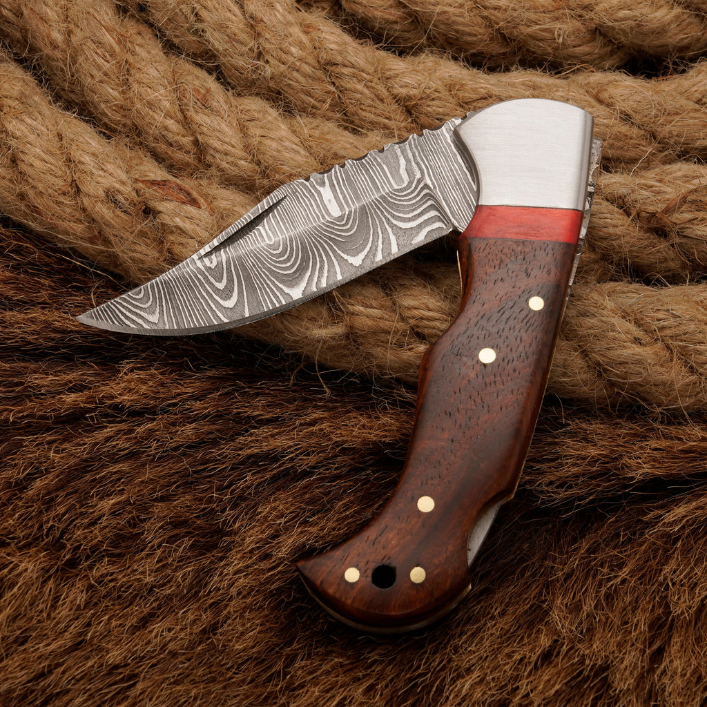 Handmade Damascus Steel Folding Knife | EDC Pocket knife Back lock folding knife