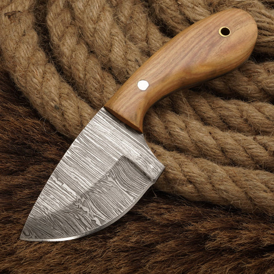 Deer Skinning Knife-Hand forged Damascus Steel skinner knife full tang