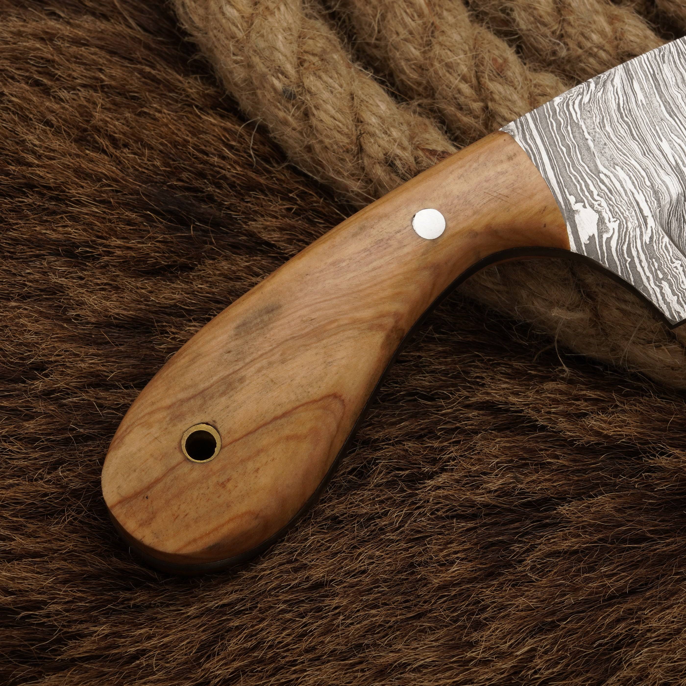 Deer Skinning Knife-Hand forged Damascus Steel skinner knife full tang