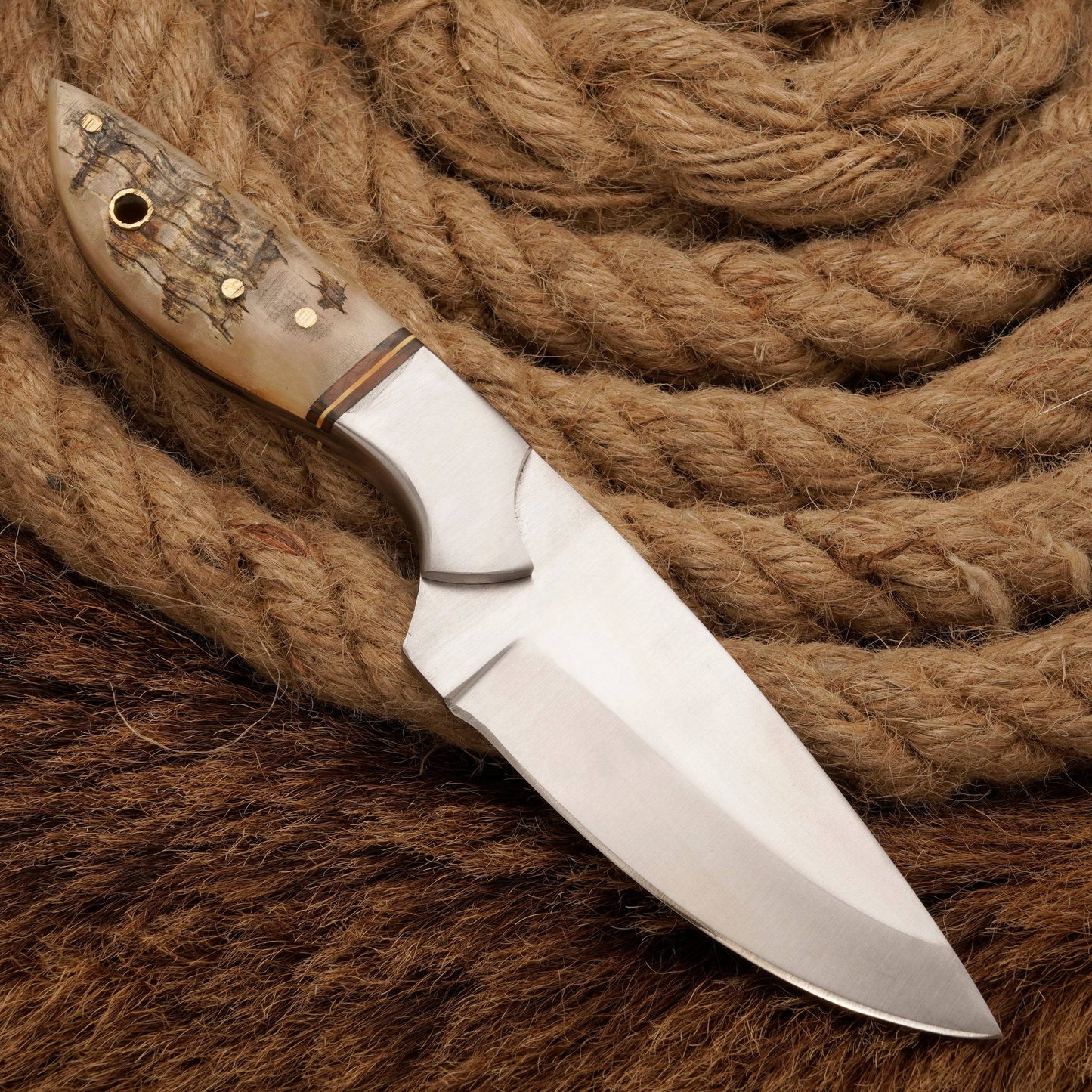 HANDMADE D2 Steel Hunting Loveless Fix Blade Knife Ram Horn Handle EDC 8 - fixed blade knife