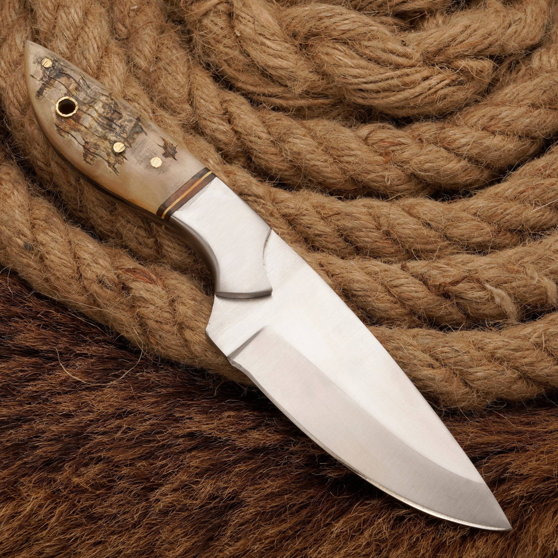 HANDMADE D2 Steel Hunting Loveless Fix Blade Knife Ram Horn Handle EDC 8 - fixed blade knife