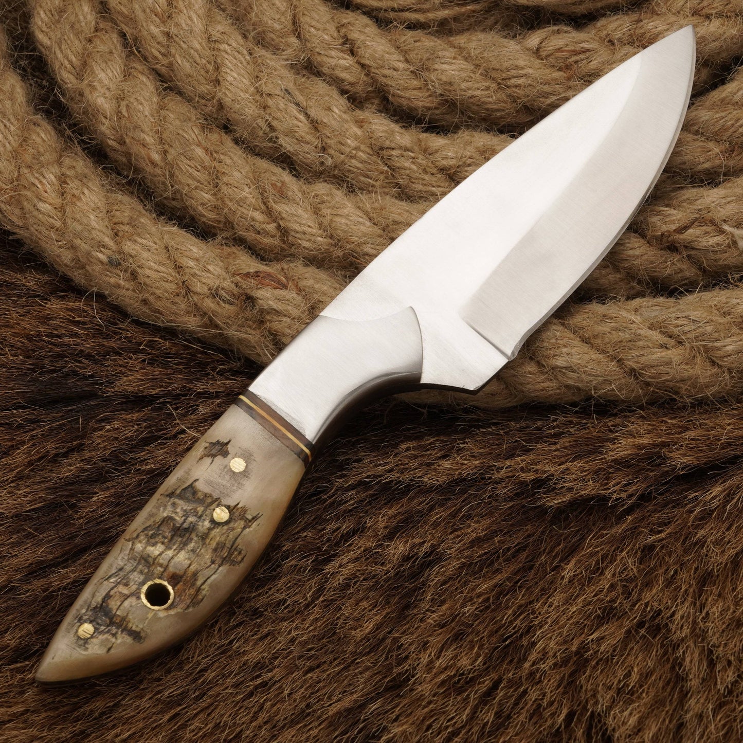 HANDMADE D2 Steel Hunting Loveless Fix Blade Knife Ram Horn Handle EDC 8 - fixed blade knife