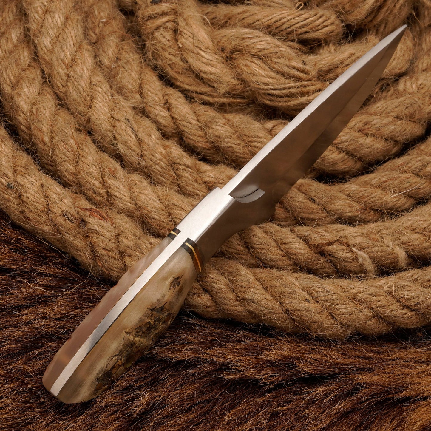 HANDMADE D2 Steel Hunting Loveless Fix Blade Knife Ram Horn Handle EDC 8 - fixed blade knife