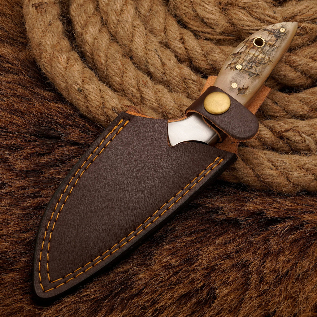 HANDMADE D2 Steel Hunting Loveless Fix Blade Knife Ram Horn Handle EDC 8 - fixed blade knife